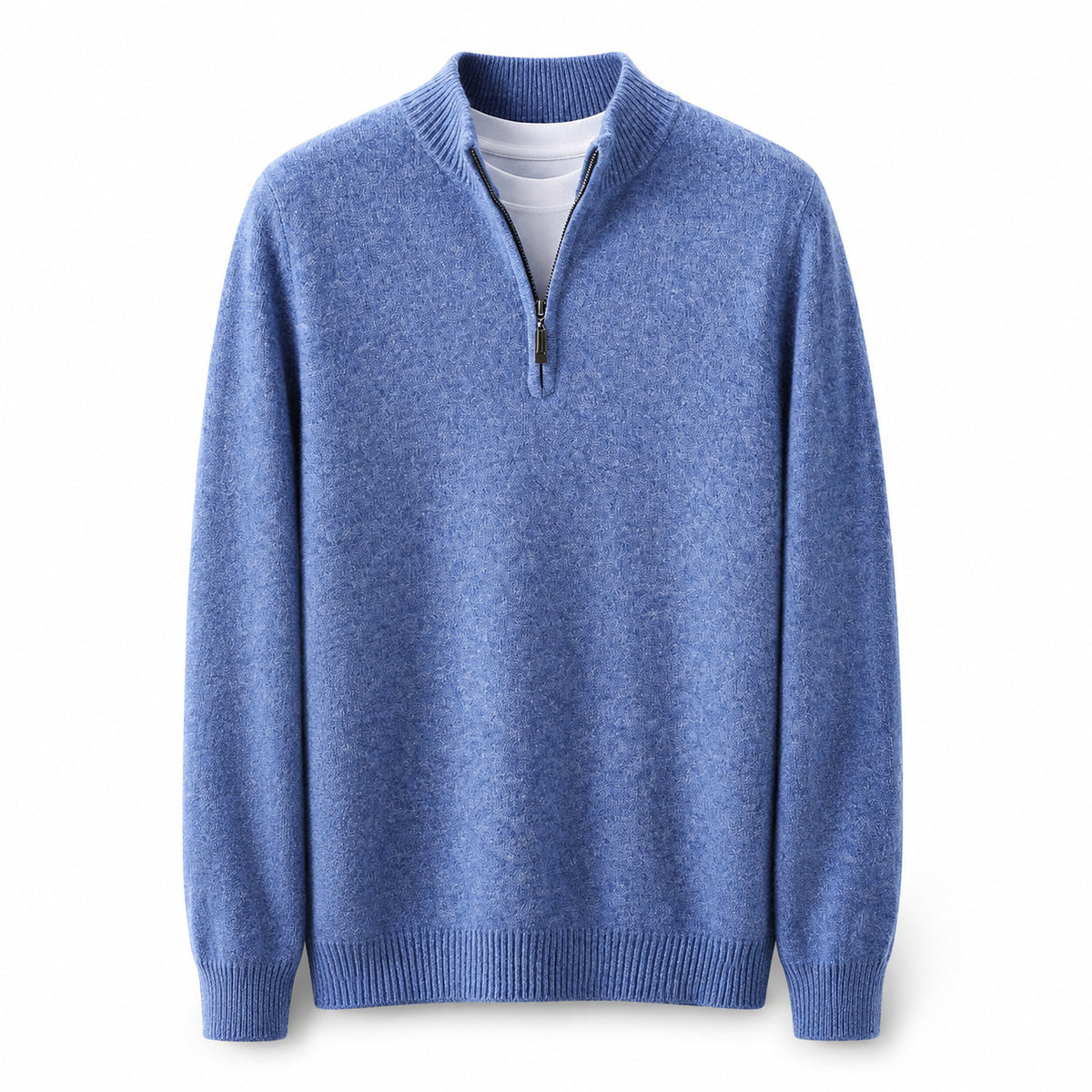 Quarter-Zip Wool Sweater – Blue