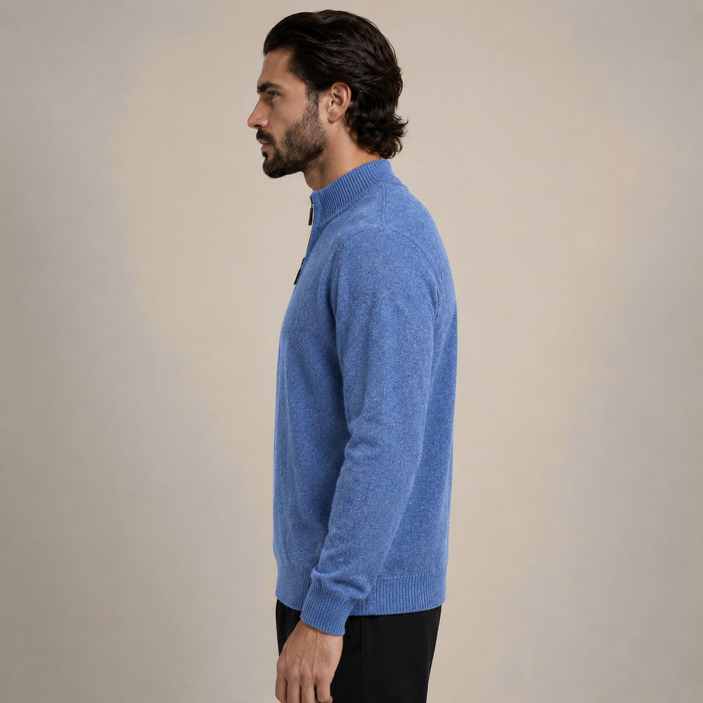 Quarter-Zip Wool Sweater – Blue