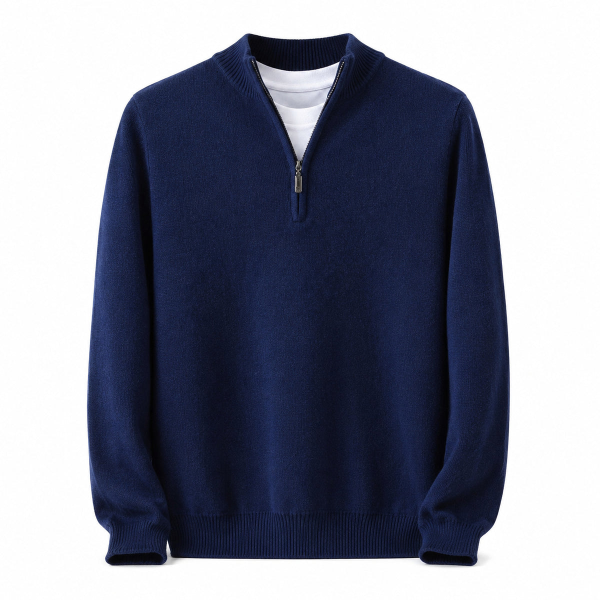 Quarter-Zip Wool Sweater – Navy