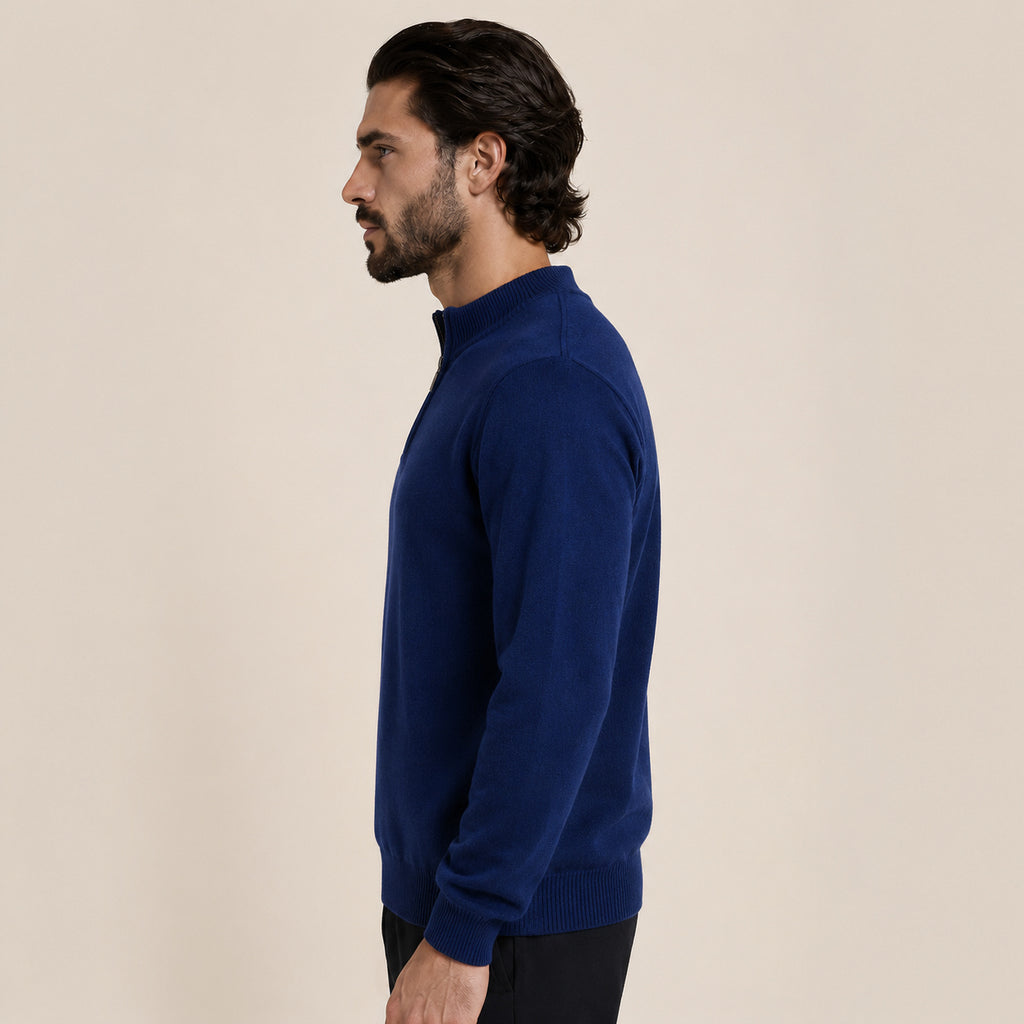 Quarter-Zip Wool Sweater – Navy
