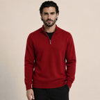 Quarter-Zip Wool Sweater – Red