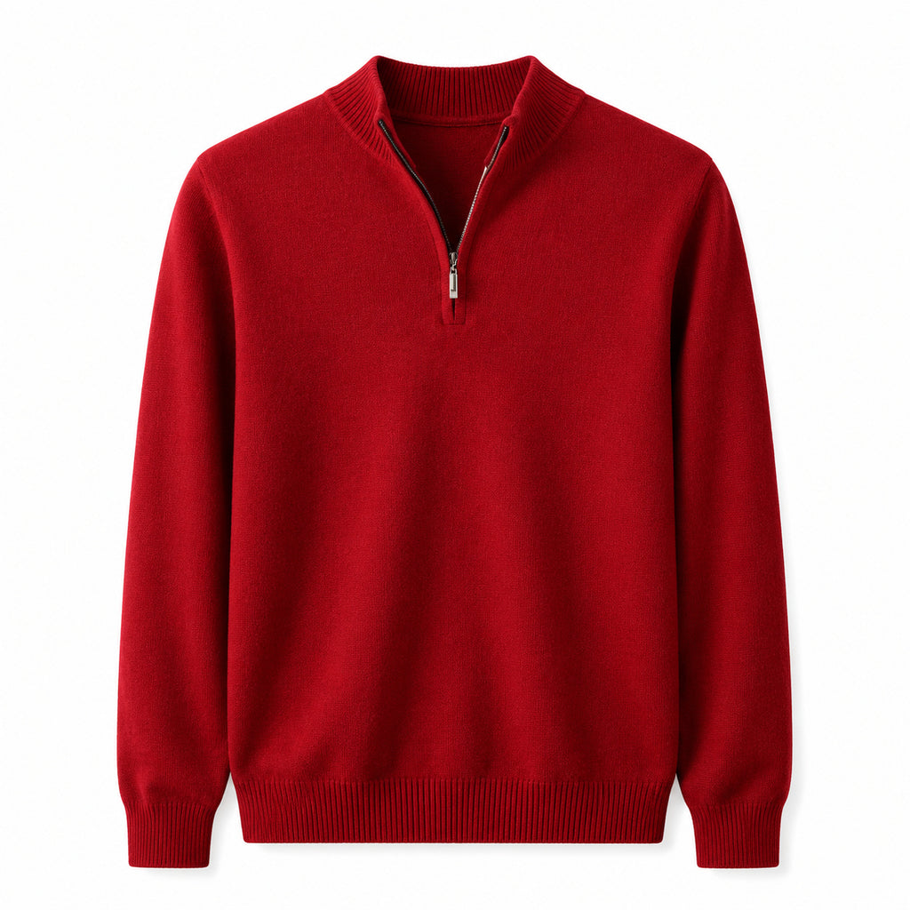 Quarter-Zip Wool Sweater – Red