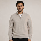 Quarter-Zip Wool Sweater – Beige