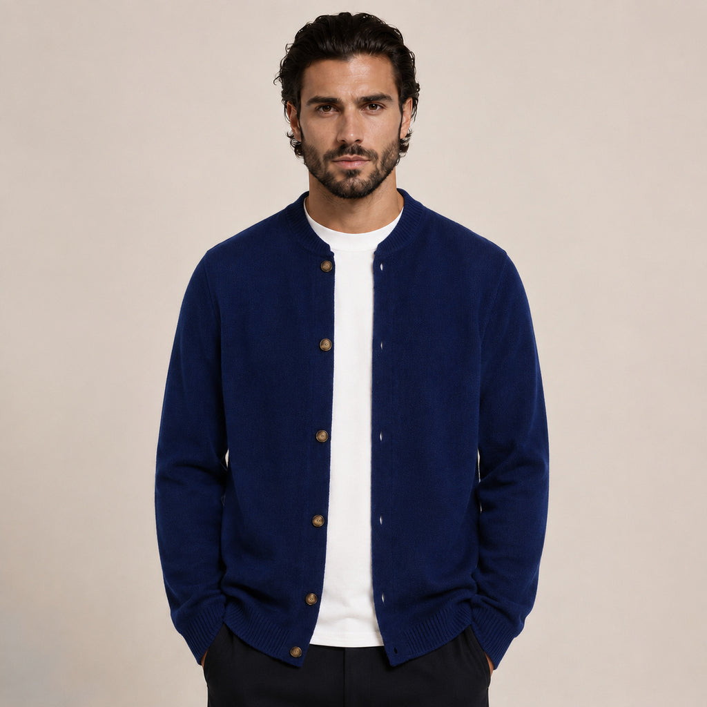Button Wool Cardigan – Navy