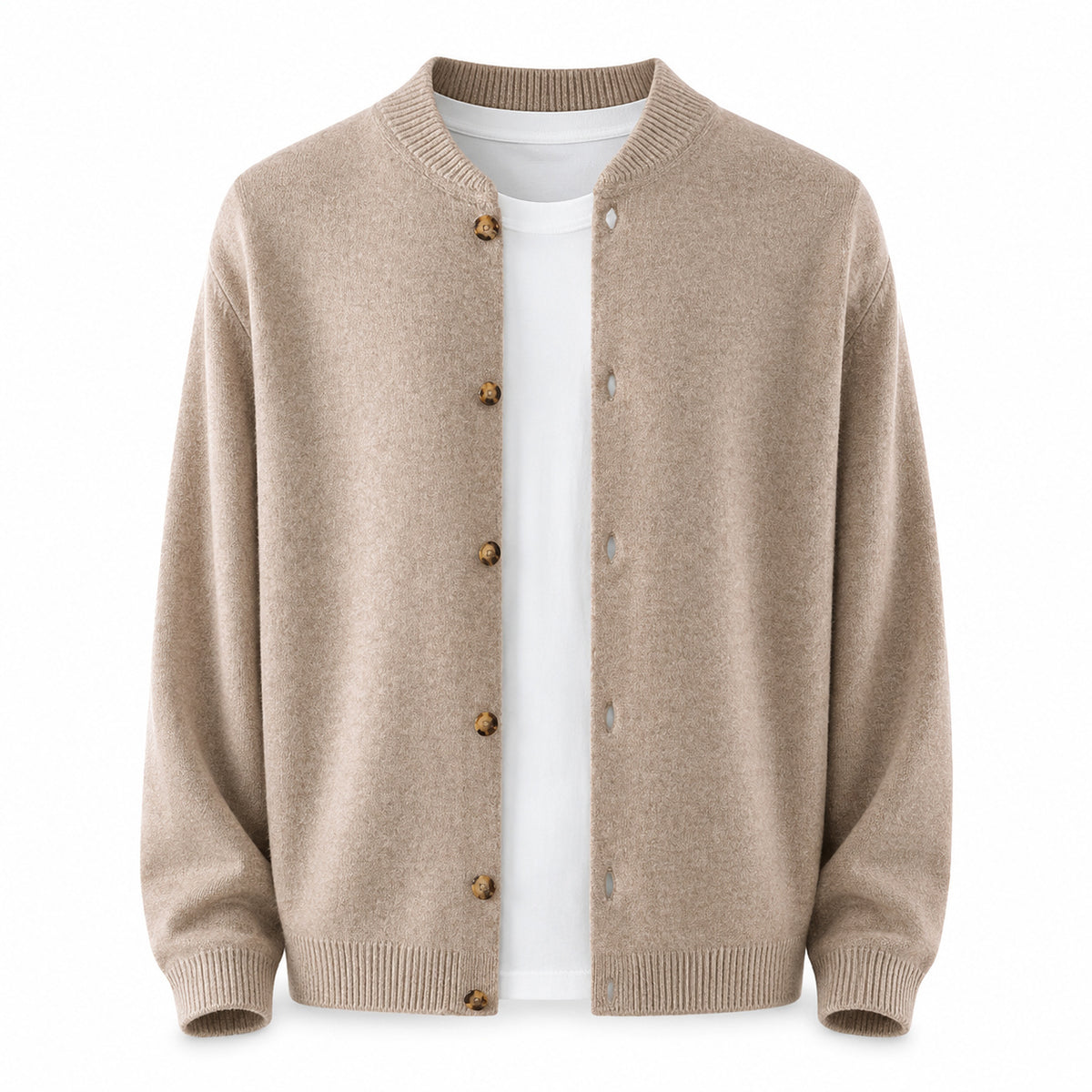 Button Wool Cardigan – Taupe