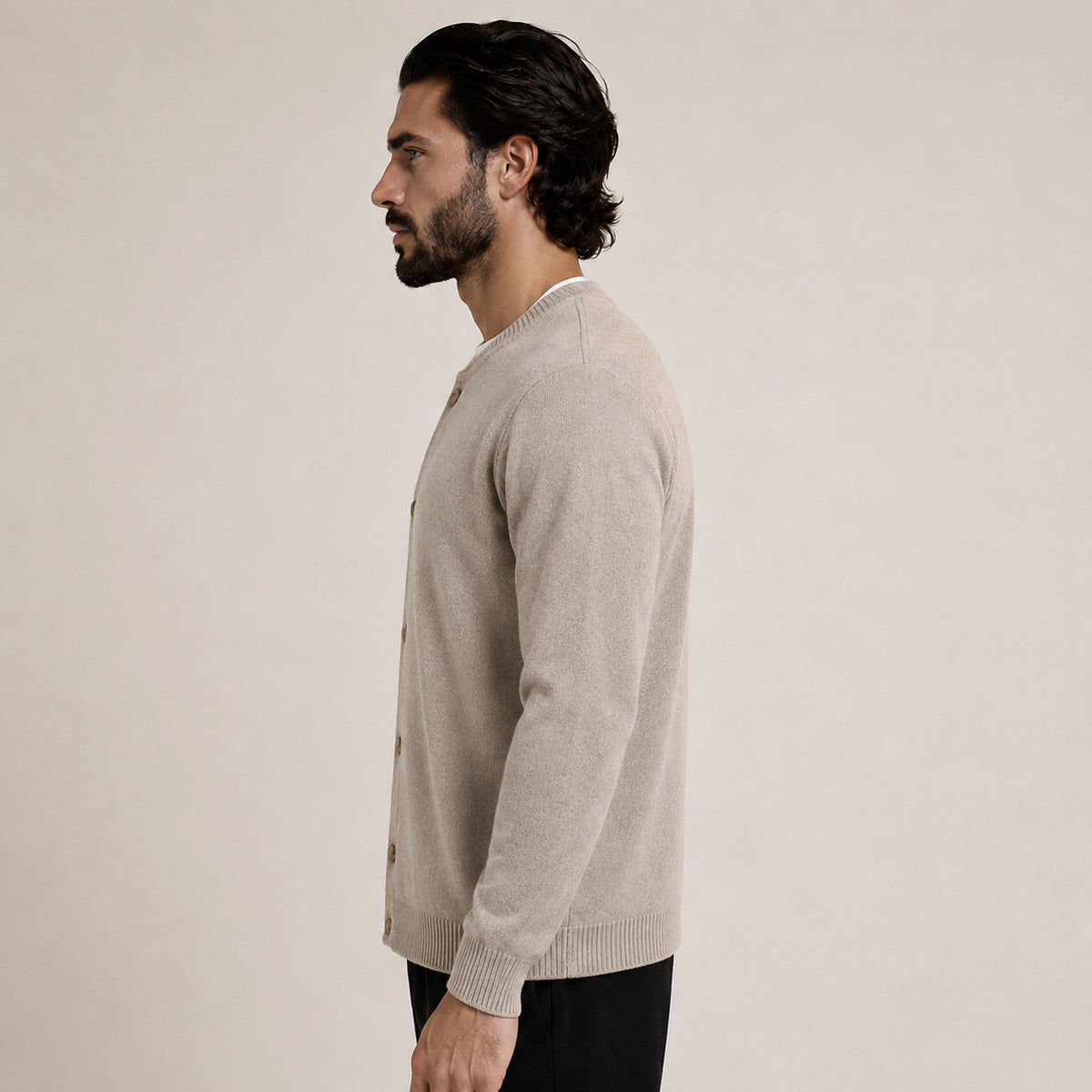 Button Wool Cardigan – Taupe