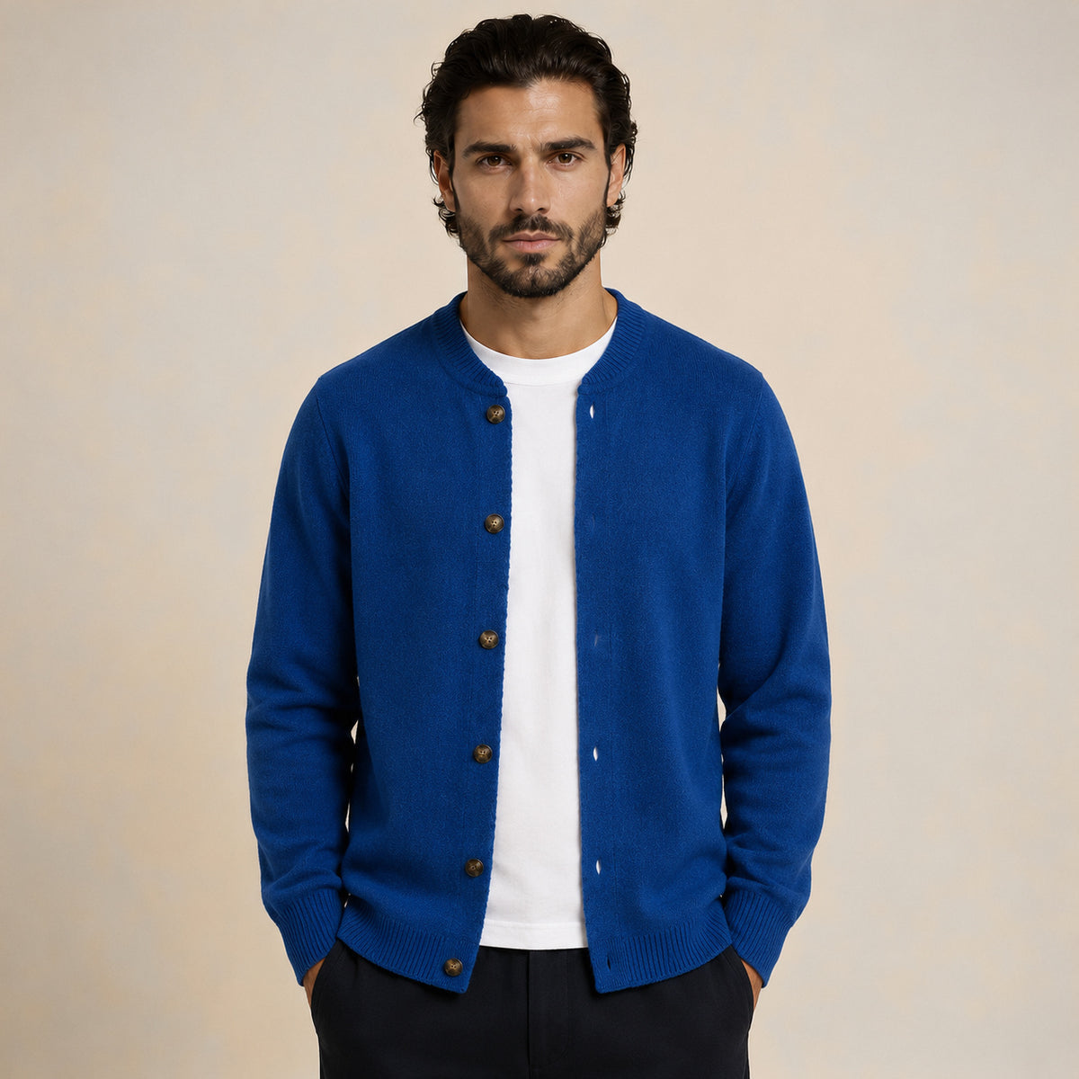 Button Wool Cardigan – Blue