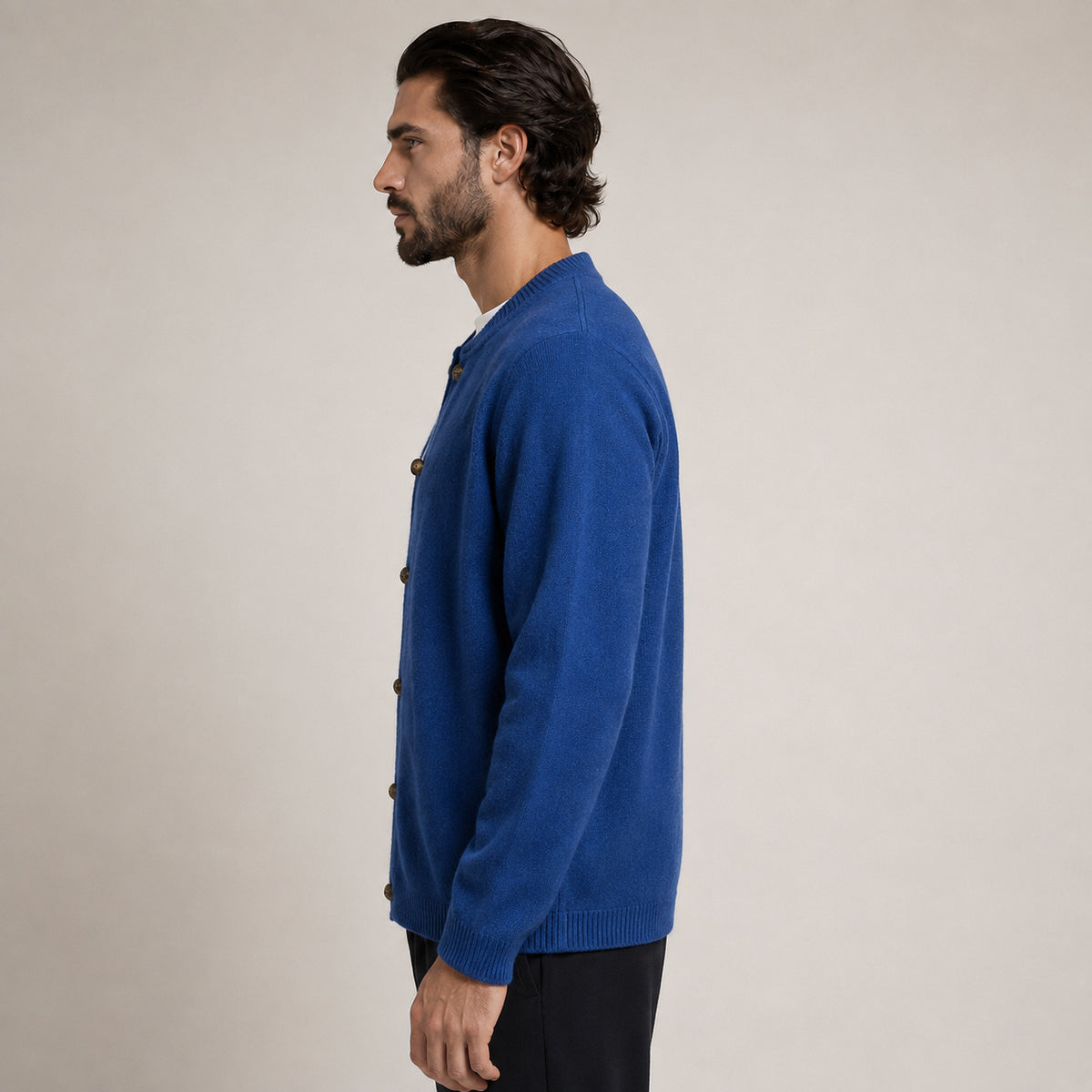 Button Wool Cardigan – Blue