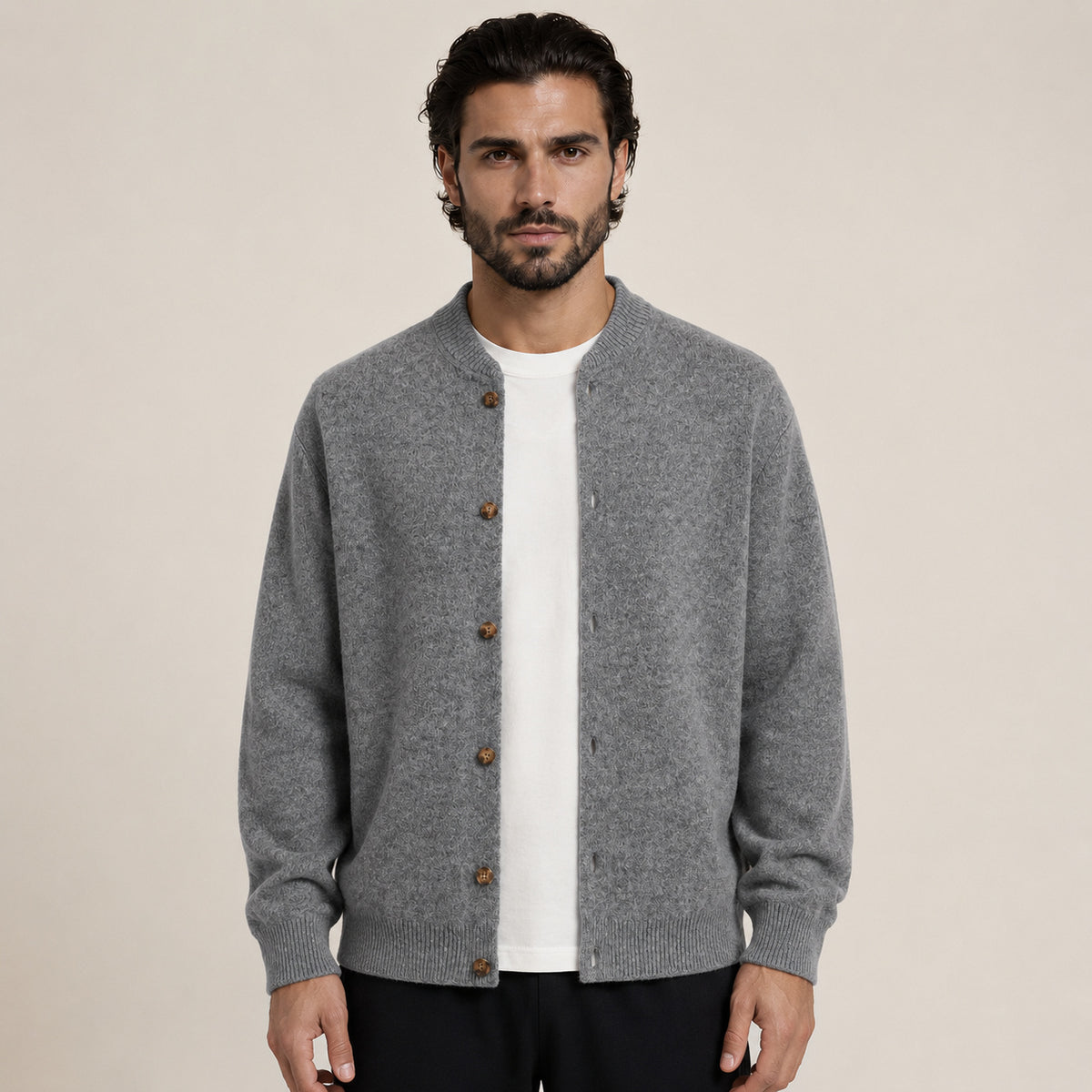 Button Wool Cardigan – Grey