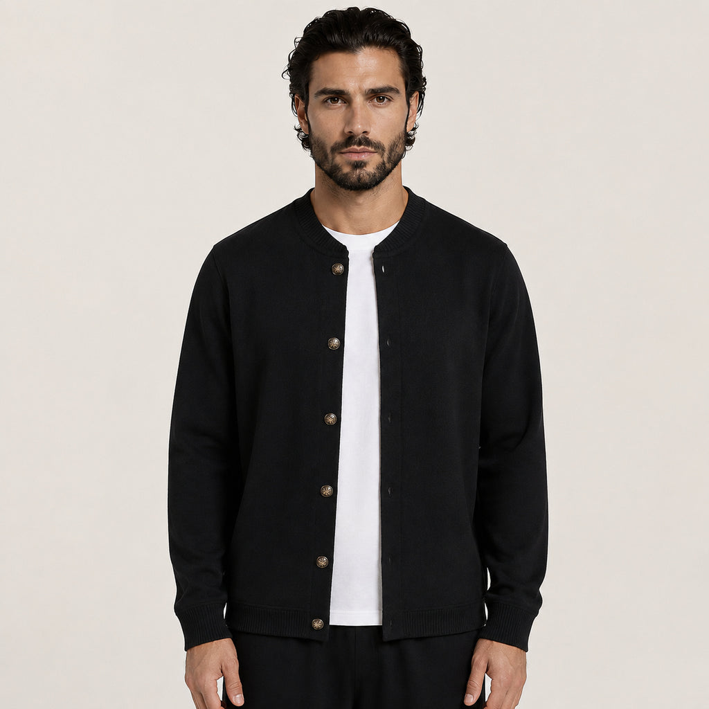 Button Wool Cardigan – Black