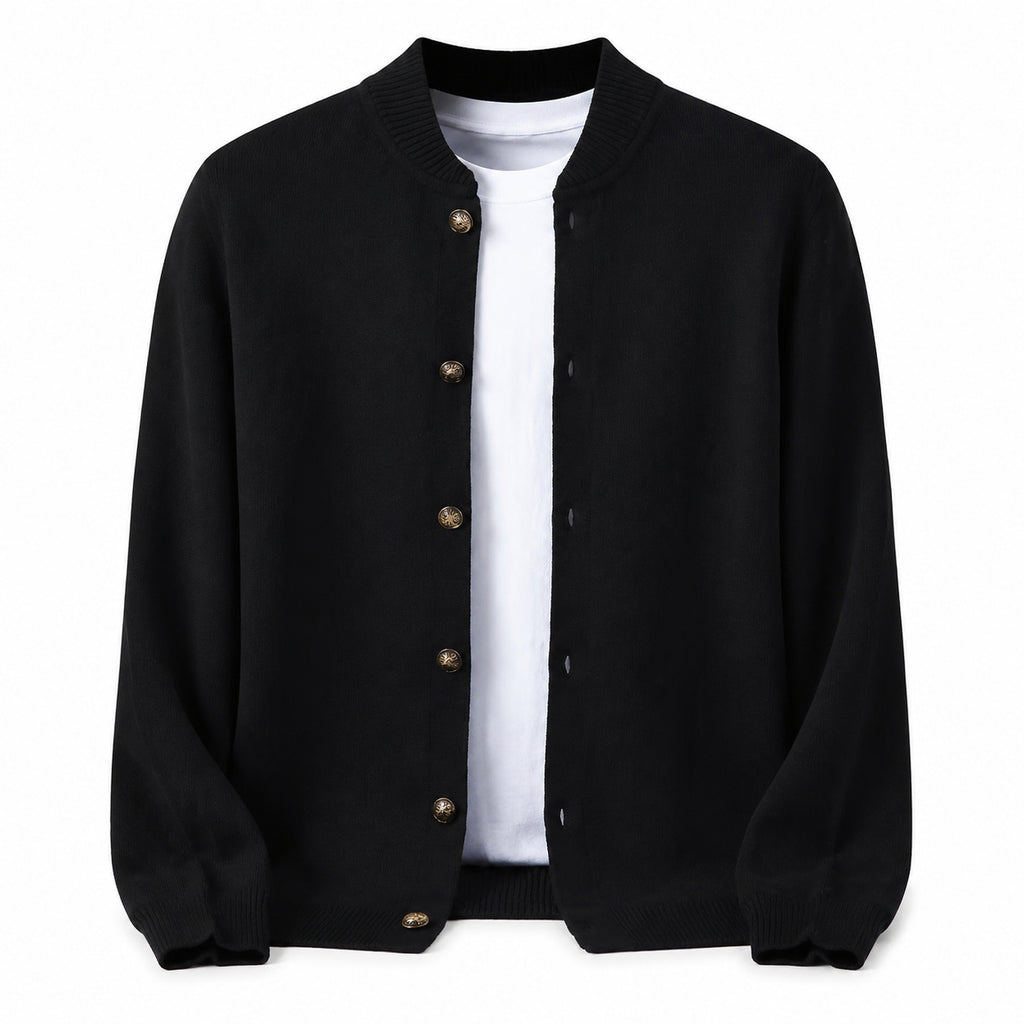 Button Wool Cardigan – Black
