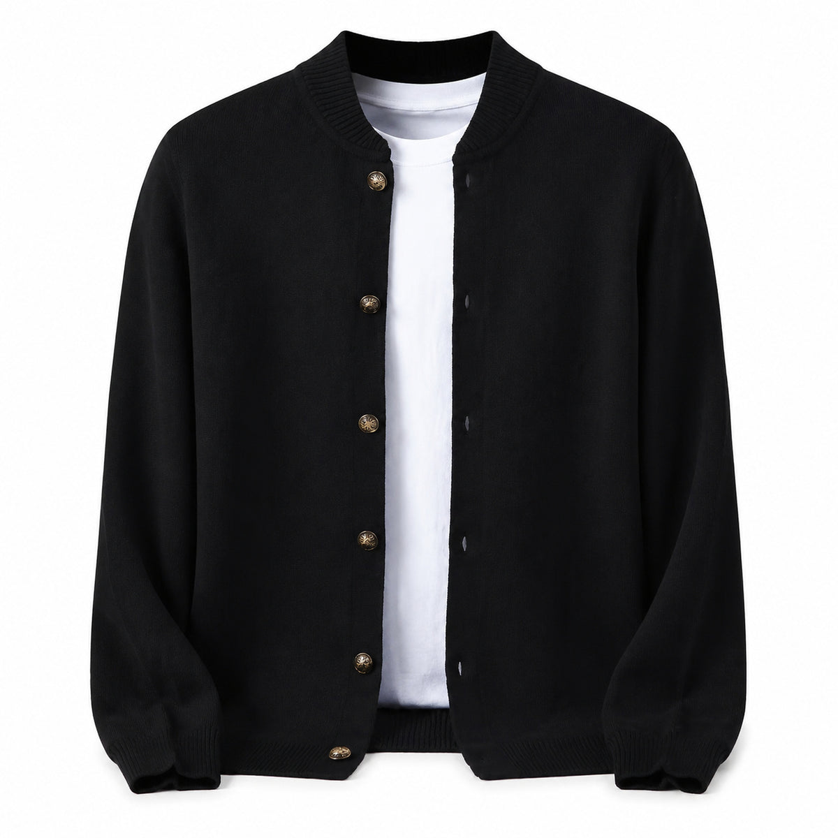 Button Wool Cardigan – Black