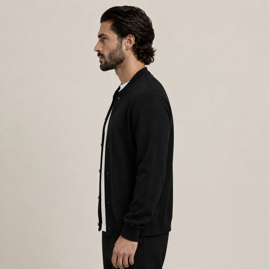 Button Wool Cardigan – Black