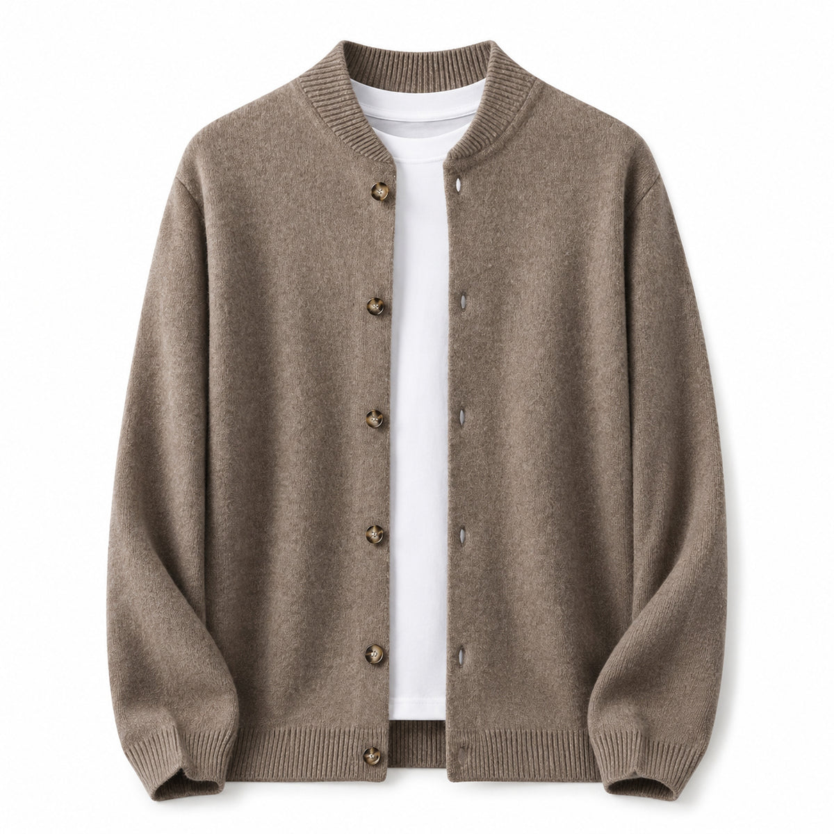 Button Wool Cardigan – Brown