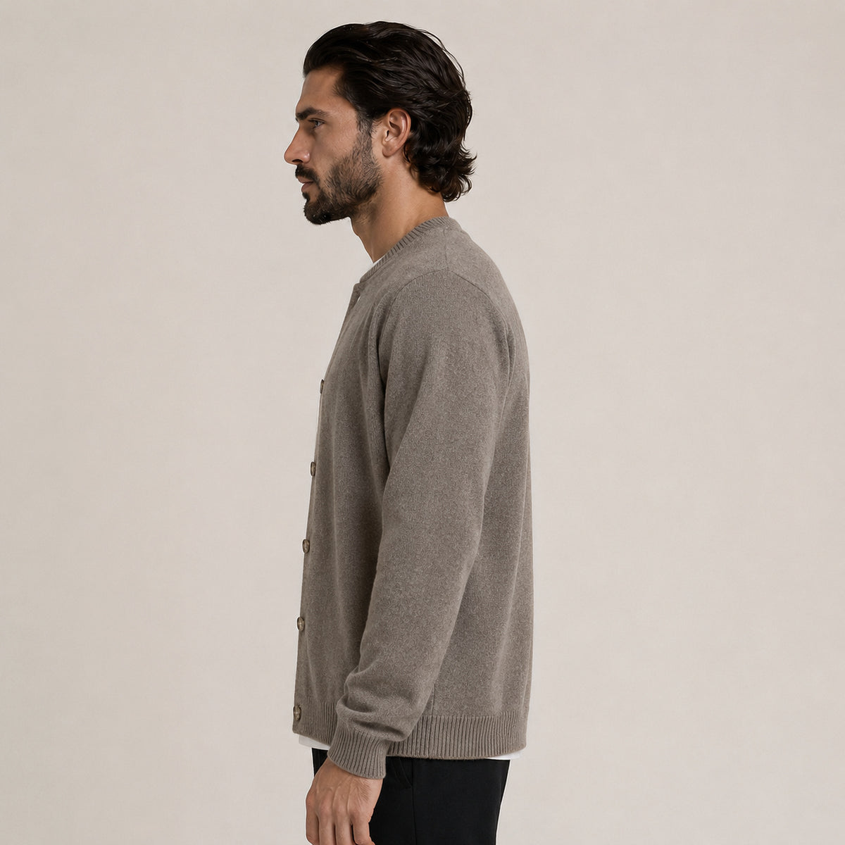 Button Wool Cardigan – Brown