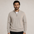 Quarter-Zip Wool Sweater – Beige - ELORO