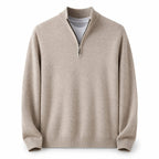 Quarter-Zip Wool Sweater – Beige - ELORO
