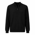 Quarter-Zip Wool Sweater – Black - ELORO