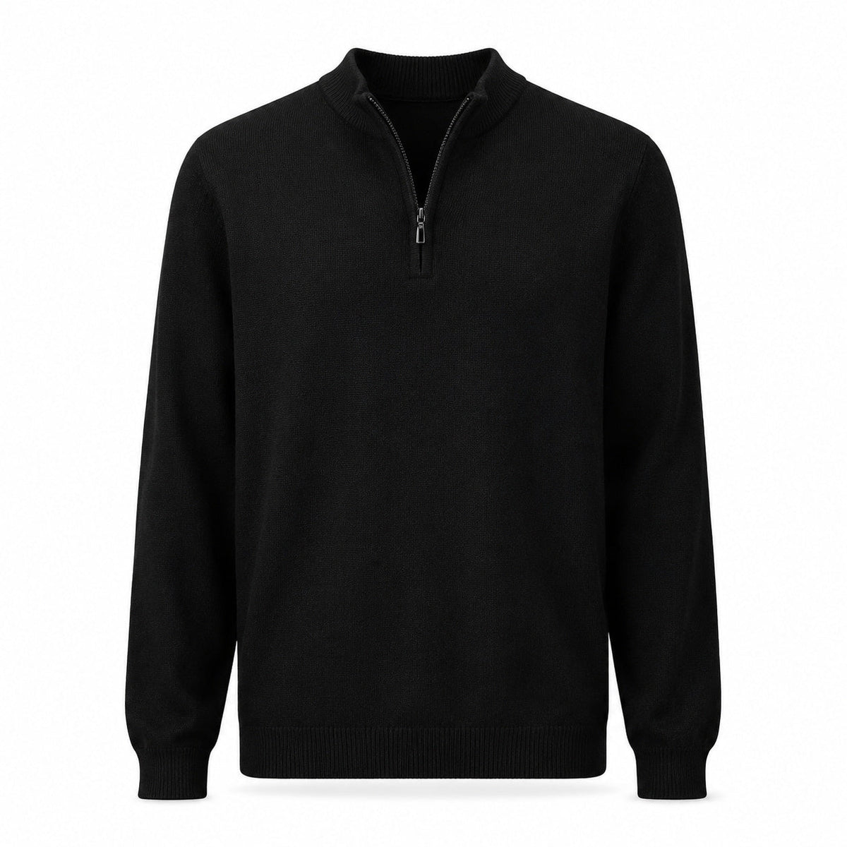Quarter-Zip Wool Sweater – Black - ELORO