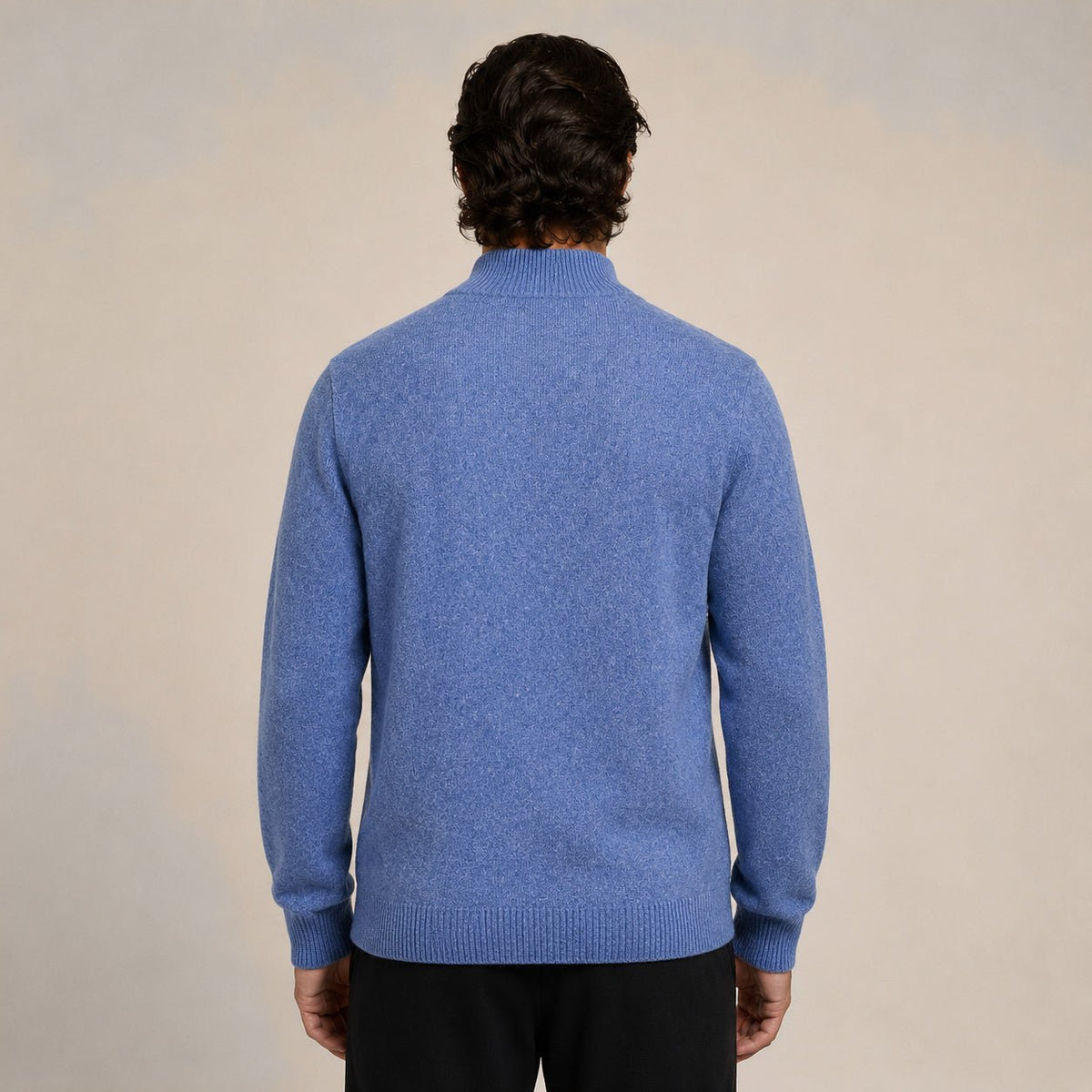 Quarter-Zip Wool Sweater – Blue - ELORO