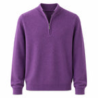 Quarter-Zip Wool Sweater – Purple - ELORO