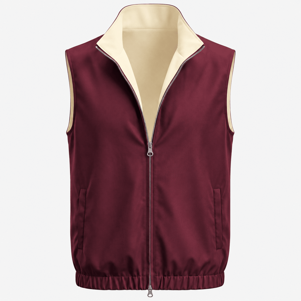 Reversible Motion Gilet — Burgundy & Cream - ELOROGilet