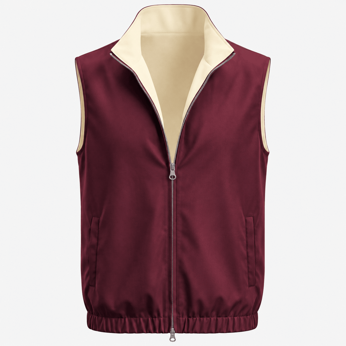 Reversible Motion Gilet — Burgundy & Cream - ELOROGilet