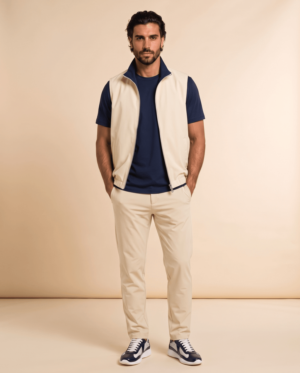 Reversible Motion Gilet — Navy & Cream - ELOROGilet