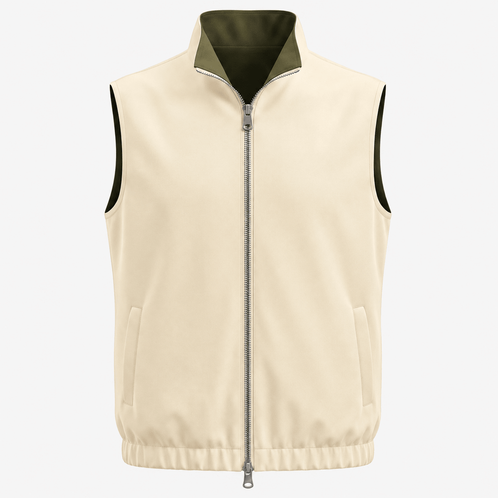 Reversible Motion Gilet — Olive & Cream - ELOROGilet
