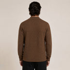 Textured Zip Wool Cardigan – Brown - ELORO