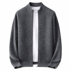 Textured Zip Wool Cardigan – Charcoal - ELORO