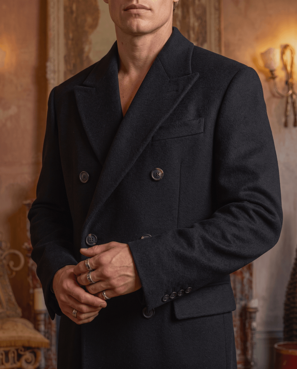 The Double-Breasted Wool Coat – Black - ELOROCoats
