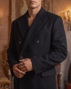 The Double-Breasted Wool Coat – Black - ELOROCoats