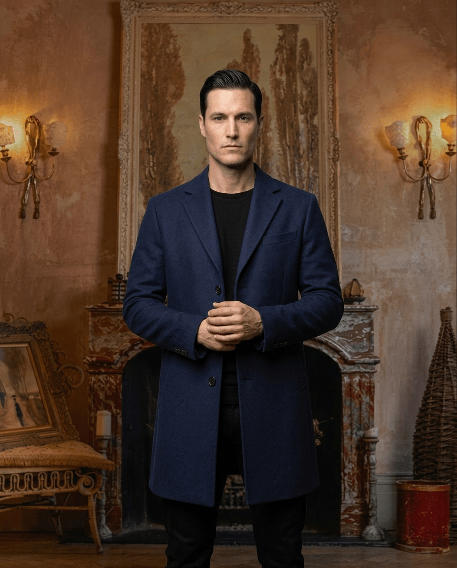 The Short Wool Coat – Navy - ELOROCoats