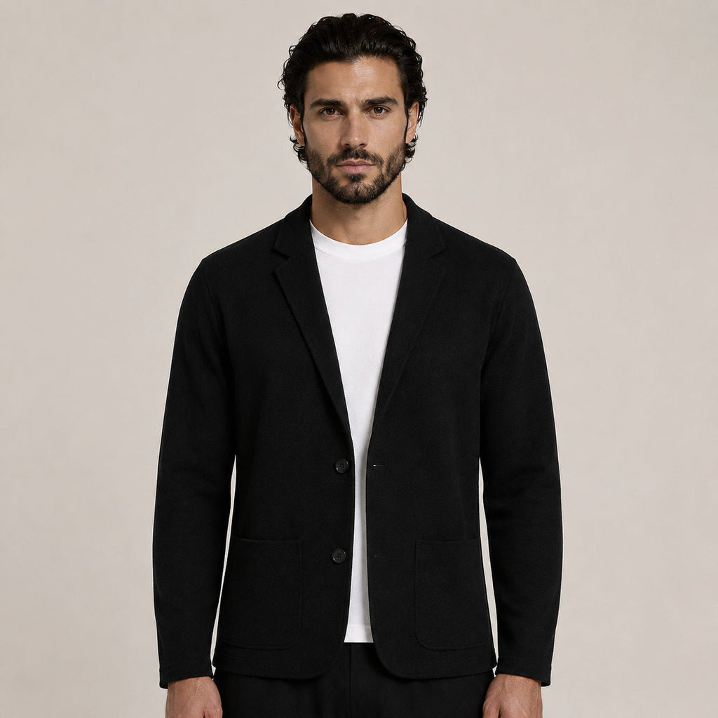 Wool Blazer Cardigan – Black - ELORO