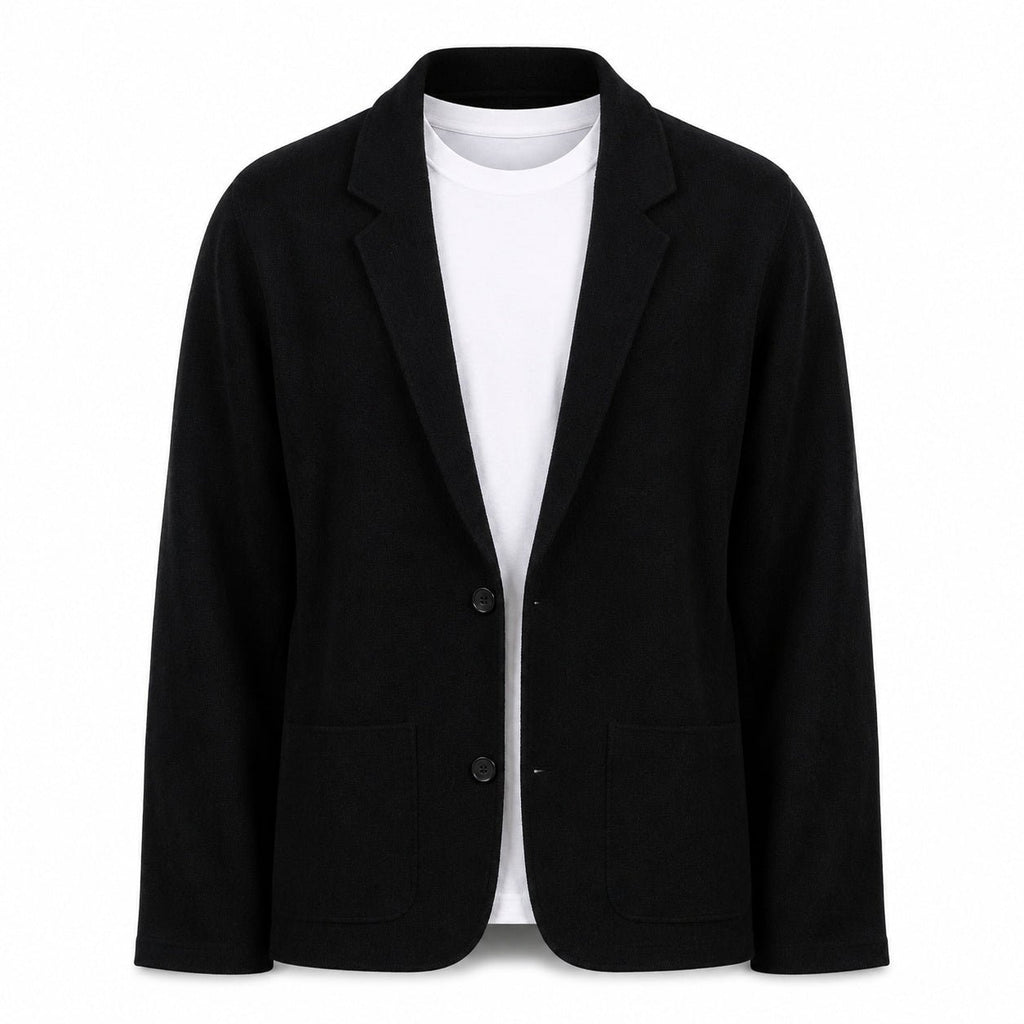 Wool Blazer Cardigan – Black - ELORO