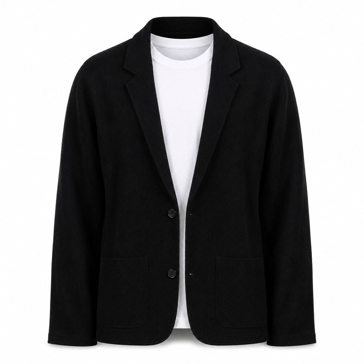 Wool Blazer Cardigan – Black - ELORO