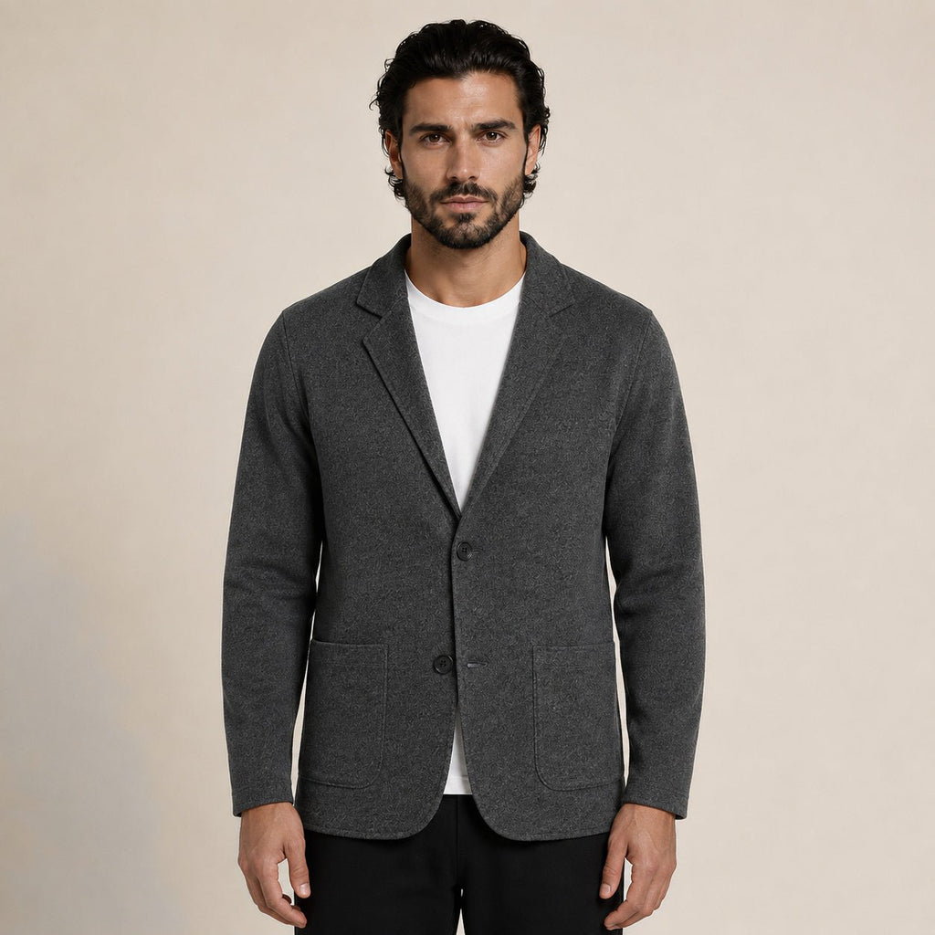 Wool Blazer Cardigan – Charcoal - ELORO