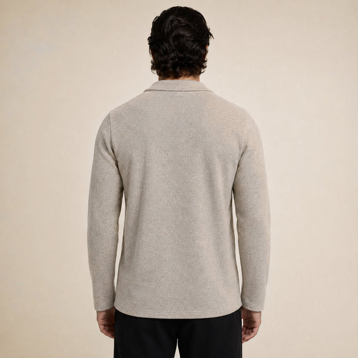 Wool Blazer Cardigan – Taupe - ELORO