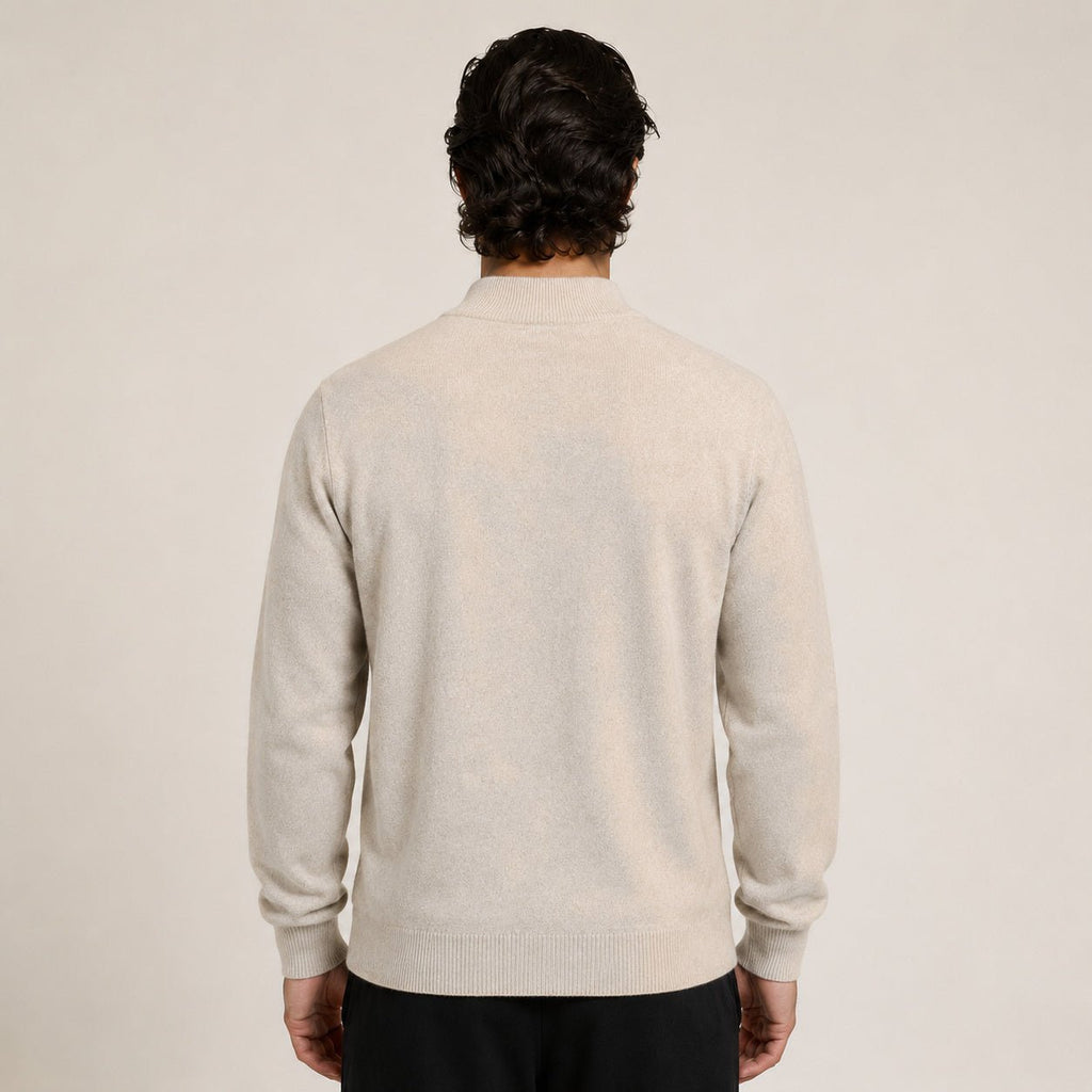 Zip Wool Cardigan – Beige - ELORO