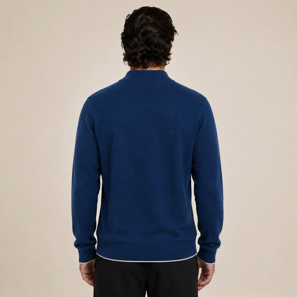 Zip Wool Cardigan – Deep Blue - ELORO