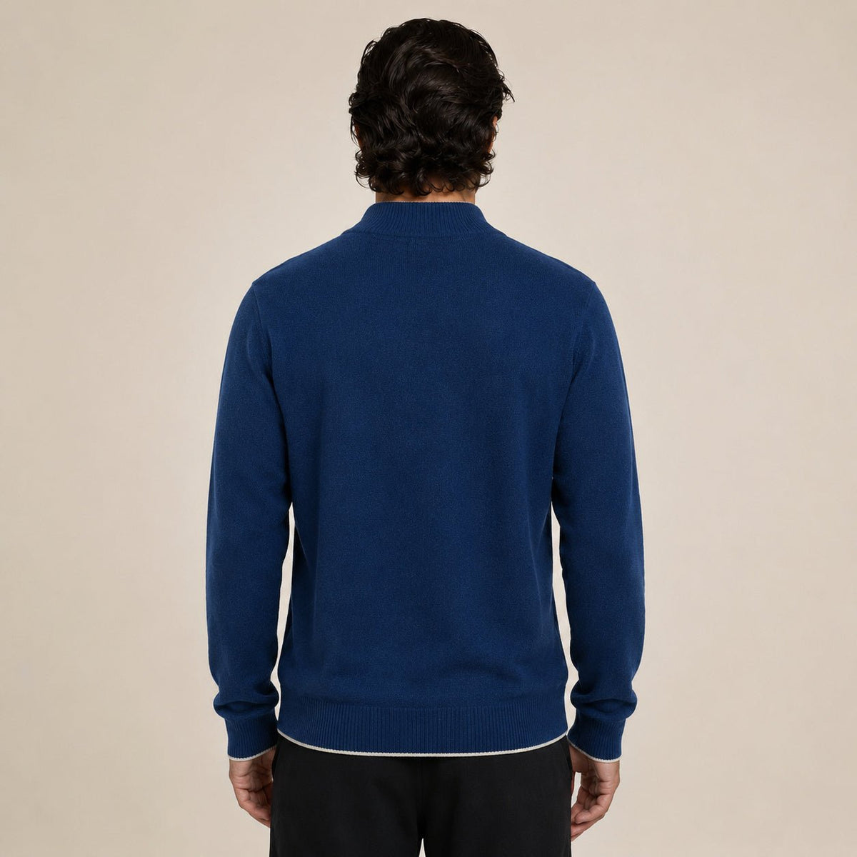 Zip Wool Cardigan – Deep Blue - ELORO