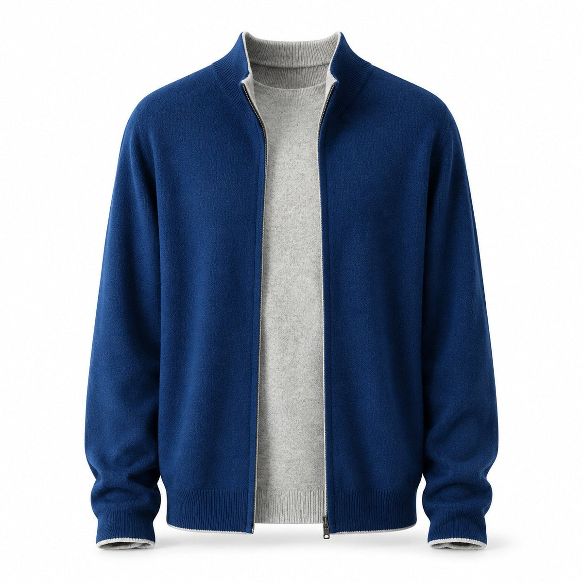 Zip Wool Cardigan – Deep Blue - ELORO