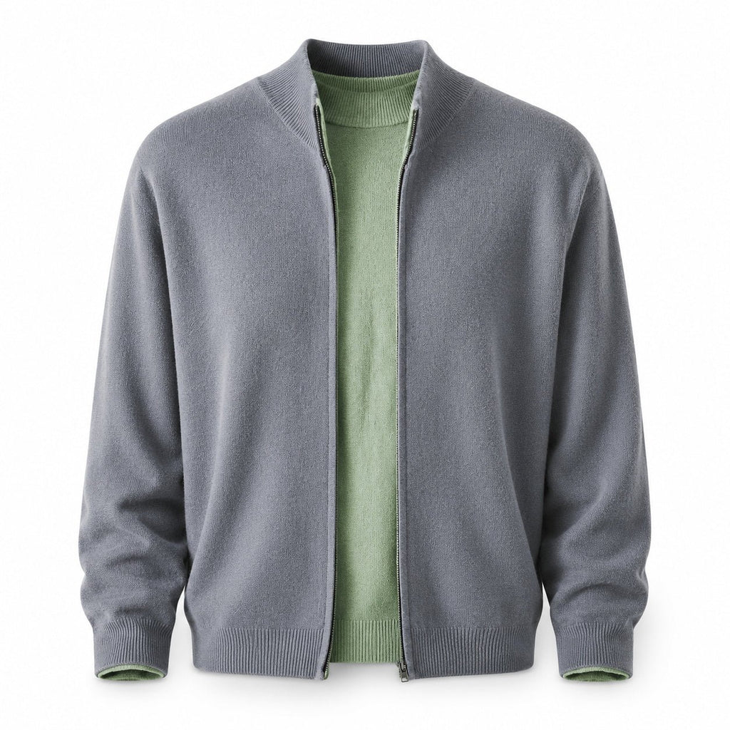 Zip Wool Cardigan – Grey - ELORO