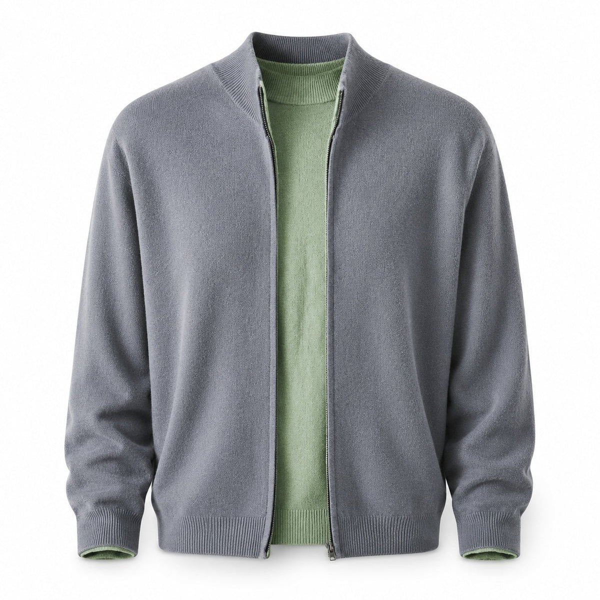 Zip Wool Cardigan – Grey - ELORO