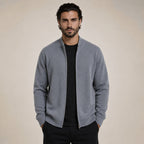 Zip Wool Cardigan – Grey - ELORO