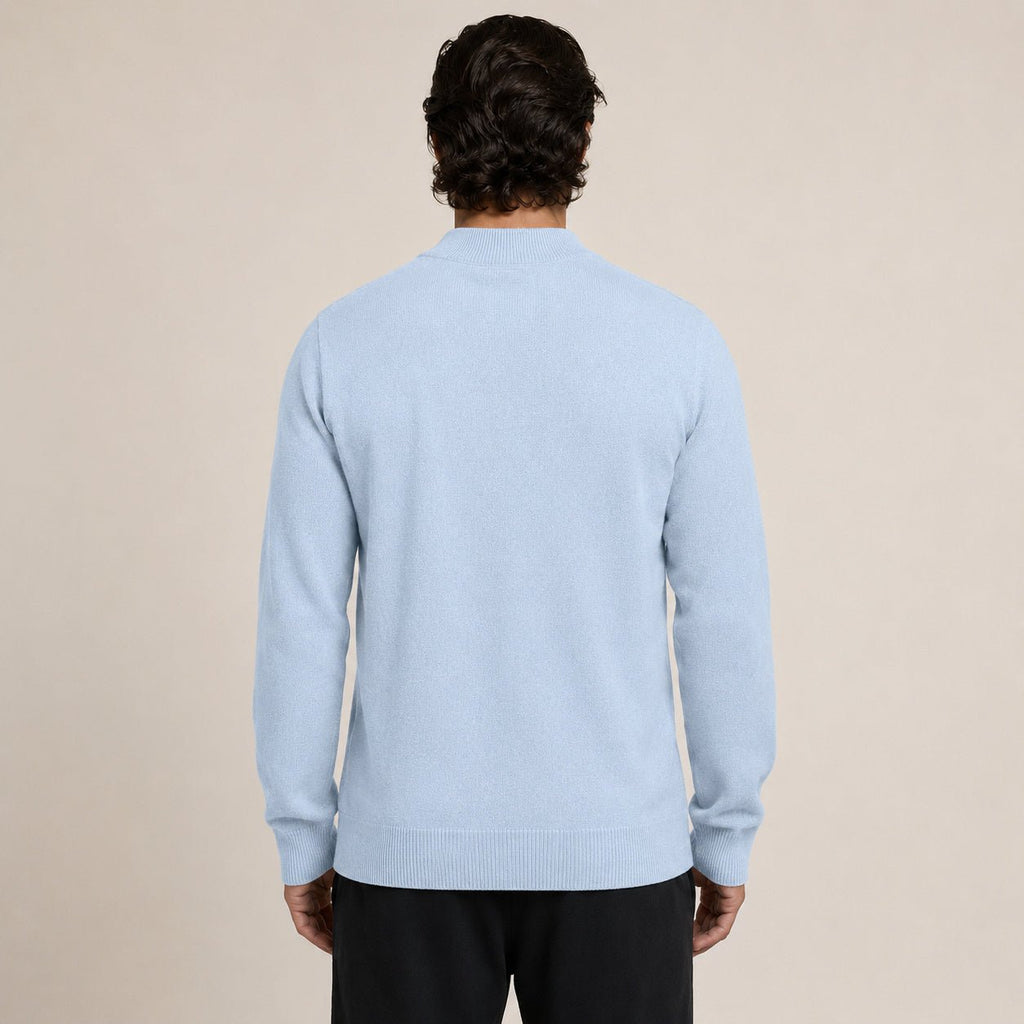 Zip Wool Cardigan – Light Blue - ELORO