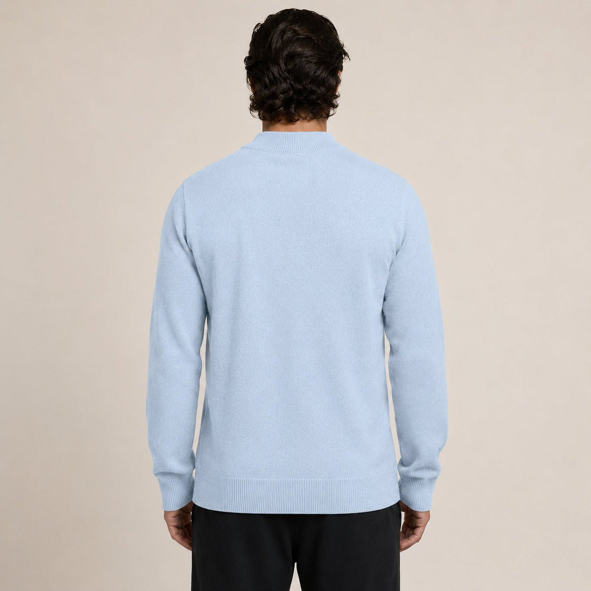Zip Wool Cardigan – Light Blue - ELORO
